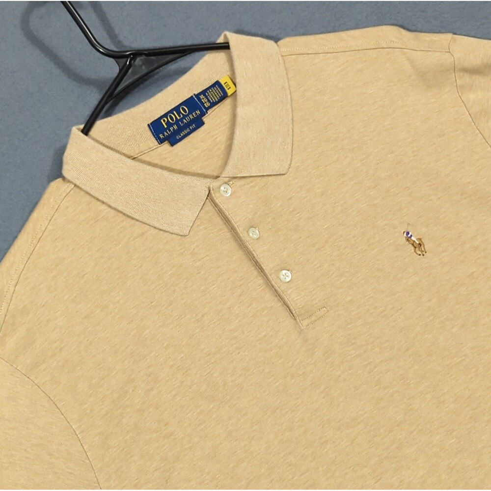 Polo Ralph Lauren Shirt Men's XL Tan Classic Fit Polo Short Sleeve Flesh Pony